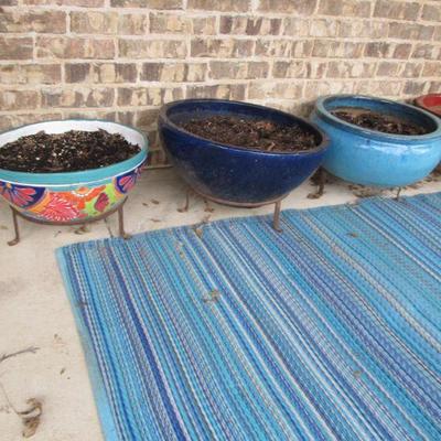 Nice collection of pots w/ metal stands