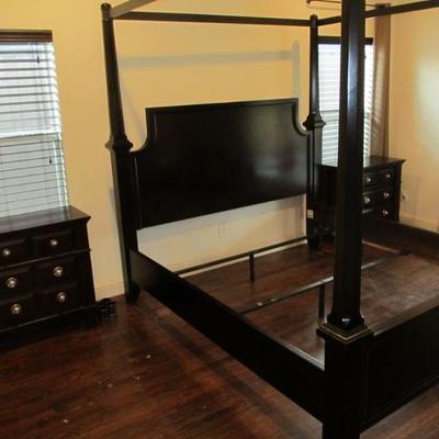 A bedroom suite fit for a king!  A 4-post canopy king.  2 matching nightstands