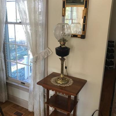 Antique Oil lamp and stand
