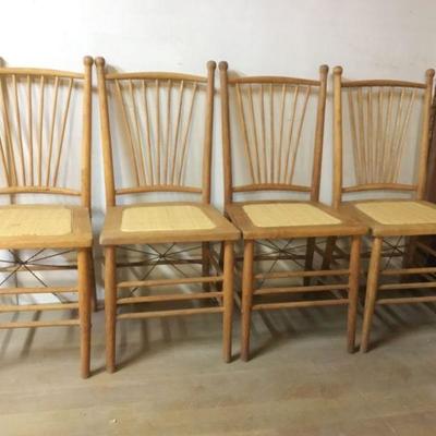 4 Dining Chairs with Cane Seats