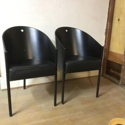 2 Black Costes Chairs by Philippe Starck