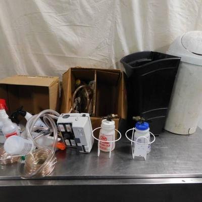 2 Plastic Trash Cans, Zep Food Systems Sanitizer G ...