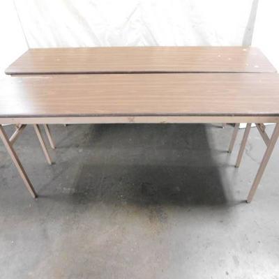 2 Wood with Metal Folding Leg Tables