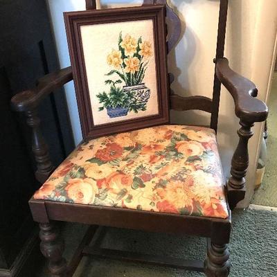 Antique wood arm chair