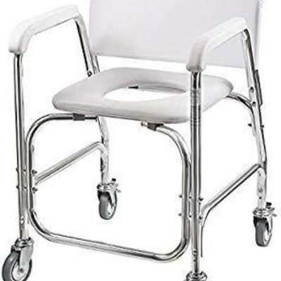 DMI Rolling Shower and Commode Transport Chair wit ...