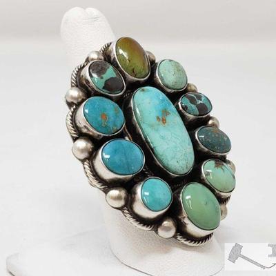 Kathleen Artist Signed Sterling Silver Signed Turquoise Chunky Ring, 28.1g
Weighs approx 28.1g Approximately size 8.5 Marked Sterling and...