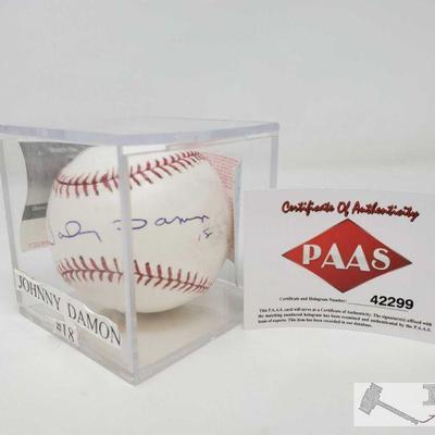 Johnny Damon of the New York Yankees Autographed Baseball in Case with PAAS COA
Includes certificate of authenticity. Certificate number...
