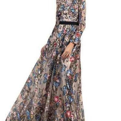 Andrea and Leo Couture Dress, 8
Celebrate with style in this colorful stained-glass evening gown by Andrea & Leo. Sheer, slender sleeves...