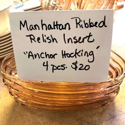 Anchor Hocking Manhattan Ribbed Relish Inserts