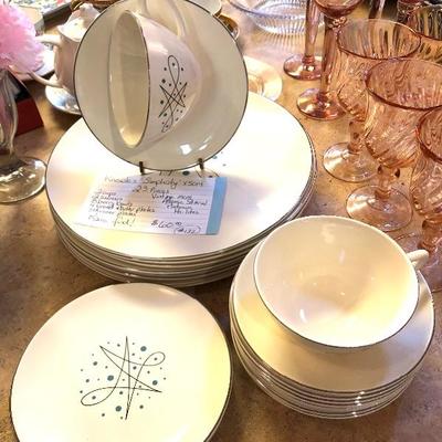 Knowles Simplicity X5014 Vintage Mid-century Modern Atomic w/ Platinum Highlights Dinnerware
