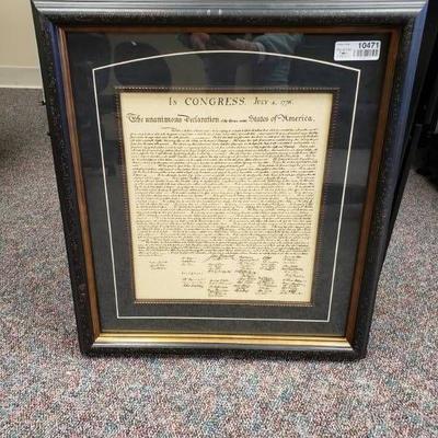 Framed Copy of the Declaration of Independence 22 ...