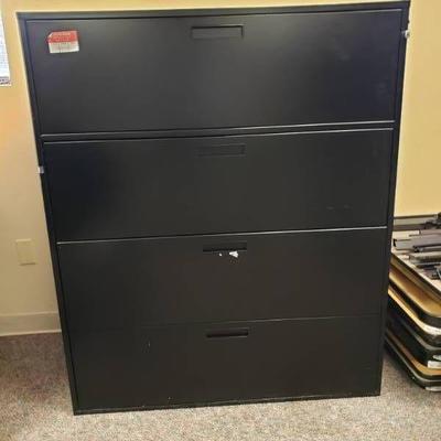 4 Drawer Black Filing Cabinet, 18 x 42 x 52