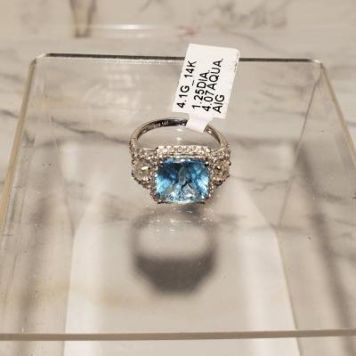 14 k aquamarine and diamond ring
Reserve min bid on aquamarine 950.00
Estimated retail Replacement value $ 6,780.00
