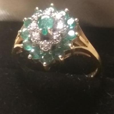 14k gold emerald & DIAMONDS
