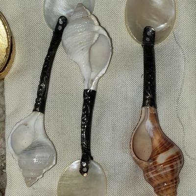 Handmade Spoons from Silver and Shells