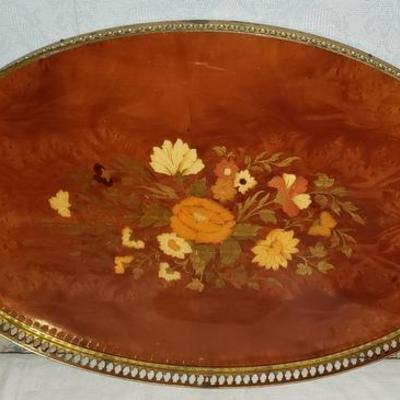 Italian Inlaid Vintage Lacquered tray