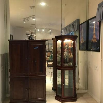 Home Office Armoire and Corner Curio Cabinet