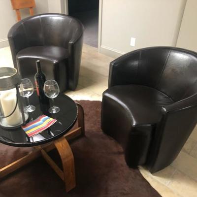 two leather chairs