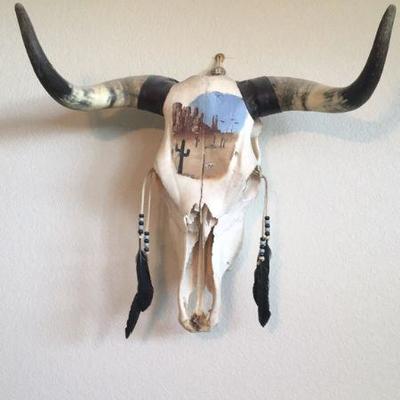 Painted Cow Skull