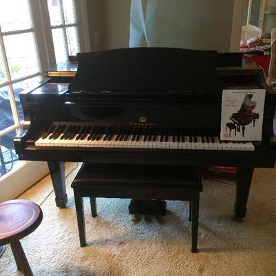  Story and Clark Prelude Baby Grand Piano with QRS Pianomation, CD player & more in polished ebony with matching bench
 