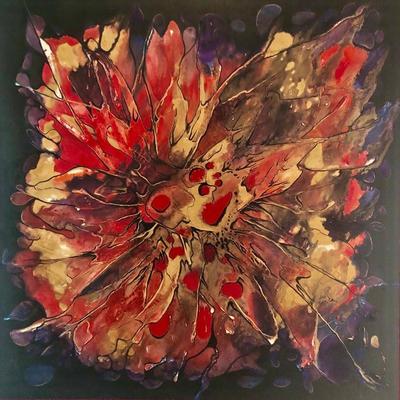 
Abstract painting by Rolph Penn 1967 titled â€œbutterflyâ€ 49x49 