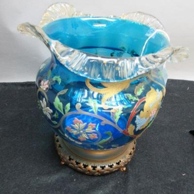 Art Nouveau Gilt Enamel Art Glass Vase