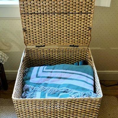 Wicker Basket and Linens