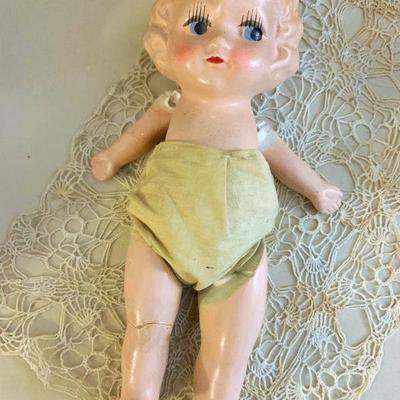 Vintage doll with parts and pieces, as is