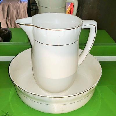 Vintage Water Pitcher and Basin, marked