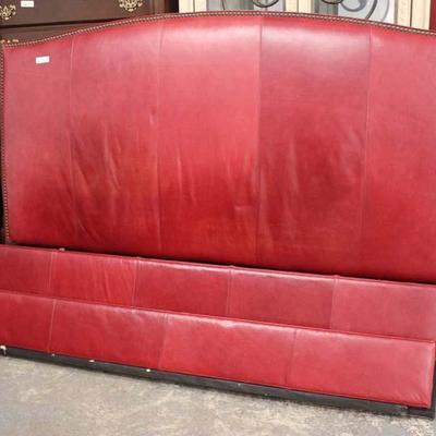  Red Leather Decorator King Bed with Rails 