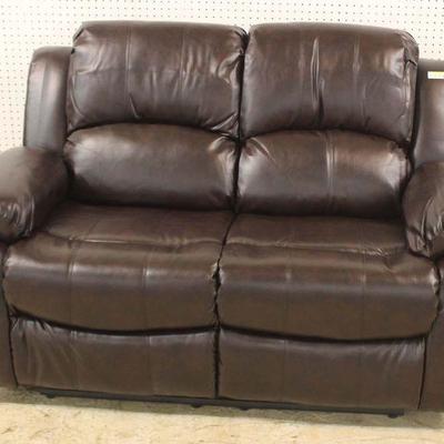  NEW Brown Leather Double Recliner Loveseat 