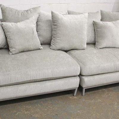  NEW Contemporary Modern Design Grey Velour 2 Part Sofa with Pillows 