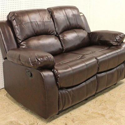  NEW Brown Leather Double Recliner Loveseat 