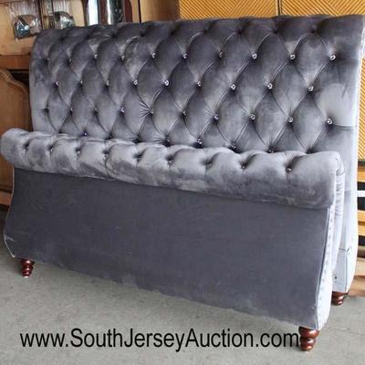  NEW Button Tufted Velour Full Size Bed 
