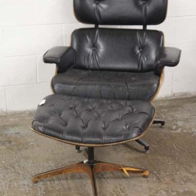  Mid Century Modern Eames Style Leather Chair and Ottoman 