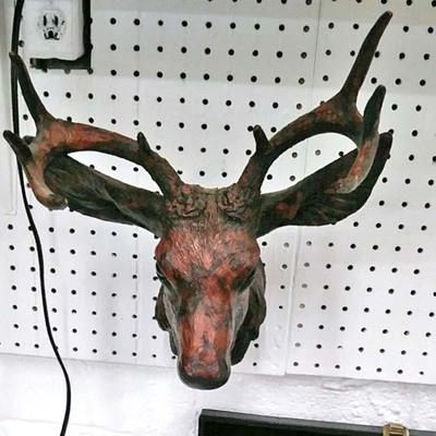  Wood Carved Stag Head 