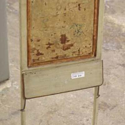  ANTIQUE Paint Decorated Fire Screen Stand with Shelf 