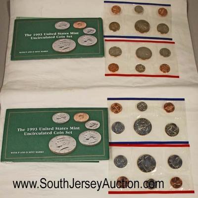  PAIR of The 1993 United States Mint Uncirculated Coin Set with â€œPâ€ and â€œDâ€ Mint Marks 
