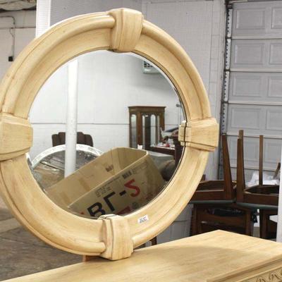  Contemporary â€œBernhardt Furnitureâ€ 8 Drawer Low Chest with Round Decorator Mirror 