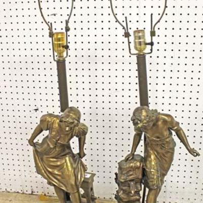  PAIR of Bronze French Style Figural Lamps 
