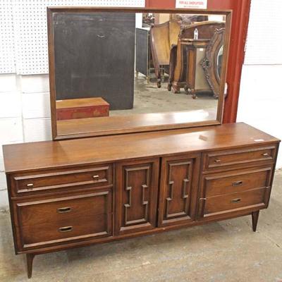  Mid Century Modern Danish Walnut High Chest with Fitted Interior, Low Chest with 6 Drawers 2 Doors and Mirror, and PAIR of 2 Drawer...