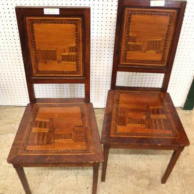 PAIR of ANTIQUE Inlaid Mahogany Side Chairs 