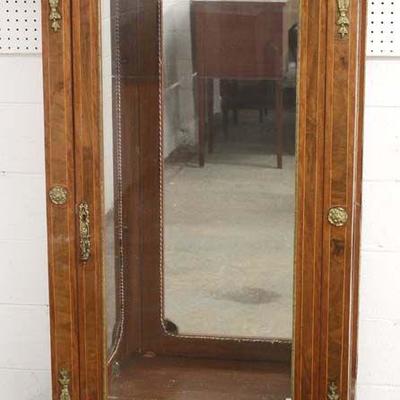 Burl Mahogany Inlaid French Style Display Cabinet with Applied Bronze 