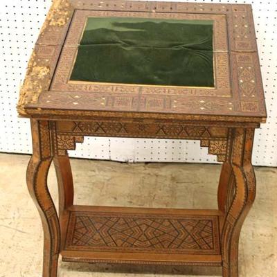  ANTIQUE Inlaid Morocco Style Game Table in as is Found Condition â€“ Needs Restoration â€“ Nice Table 