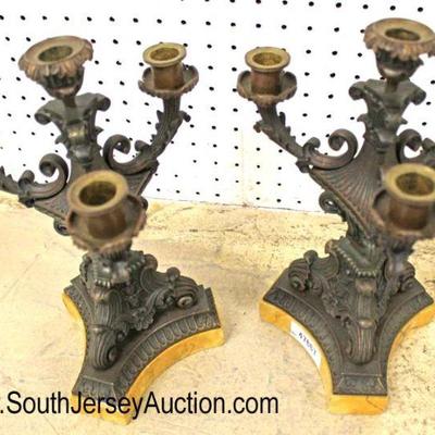  PAIR of French Empire Bronze 4 Burner Candelabrums 
