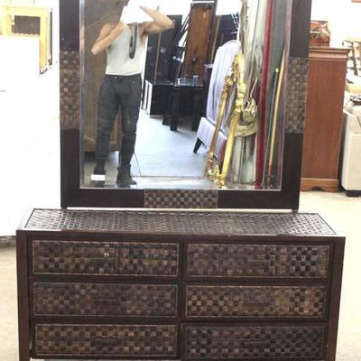  COOL Tommy Bahama Style Decorator 6 Drawer Low Chest with Mirror 