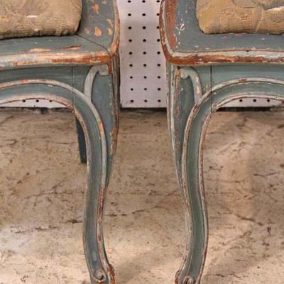  PAIR of ANTIQUE French Music Chairs with Original Paint 