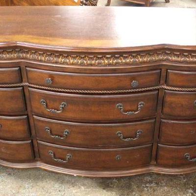  Contemporary Mahogany Carved and Banded Dresser 