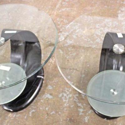  PAIR of Ultra-Modern 2 Tier Glass End Tables â€“ VERY COOL 