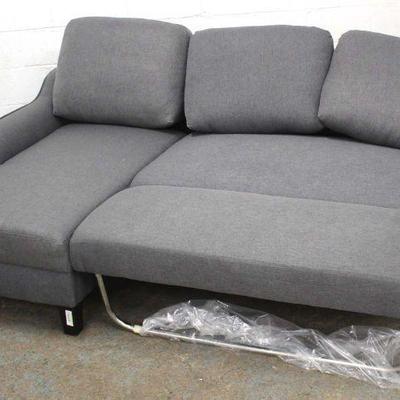  NEW Grey Upholstered 2 Part Sectional Sofa Chaise with Flip Down Sleeper Bed 
